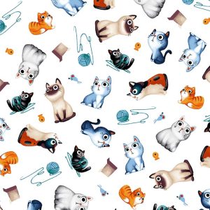 FELINE FRIENDS, Cats Allover - Soft White / DC8638-SWHT DC8638_SoftWhite.jpg